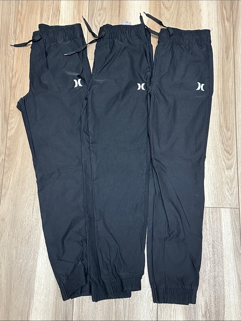 LOT OF 3 Hurley Boys Performance Jogger Pants - Black Size 7/8 - Elastic Waist
